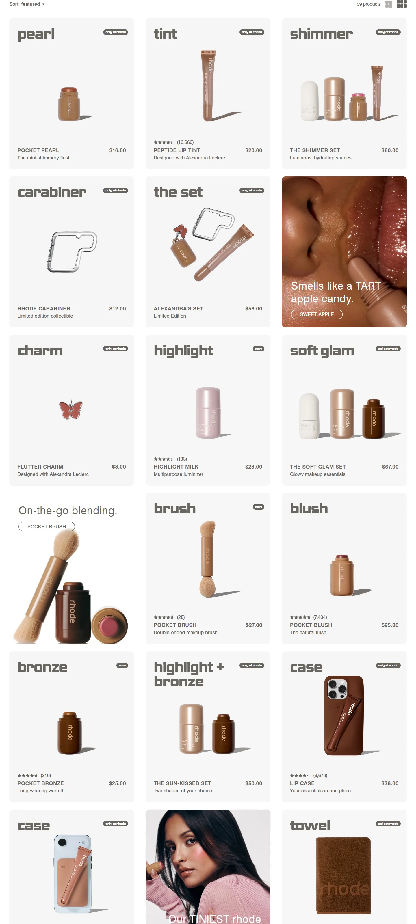 Rhode: Product grid