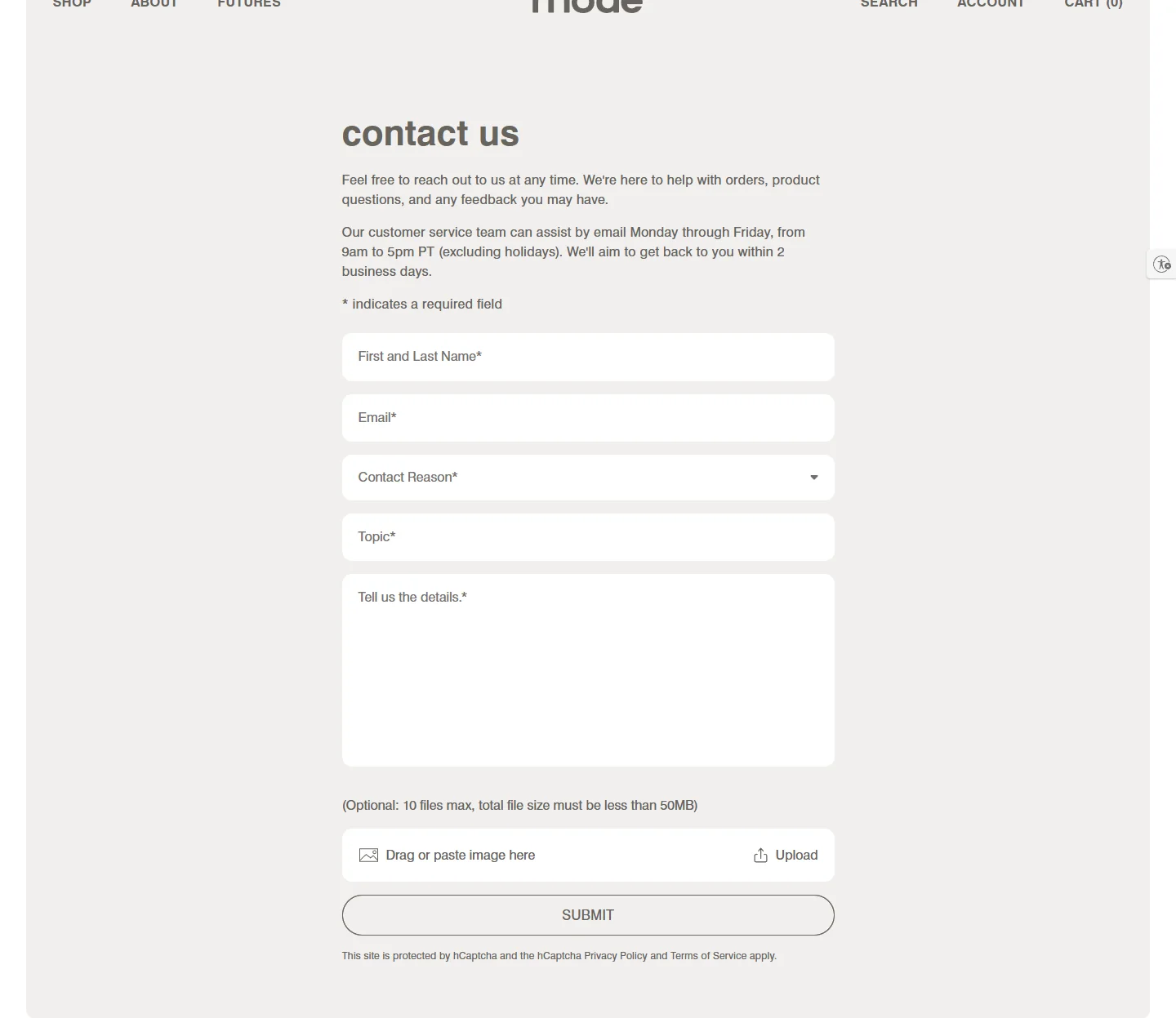 Rhode: Contact form