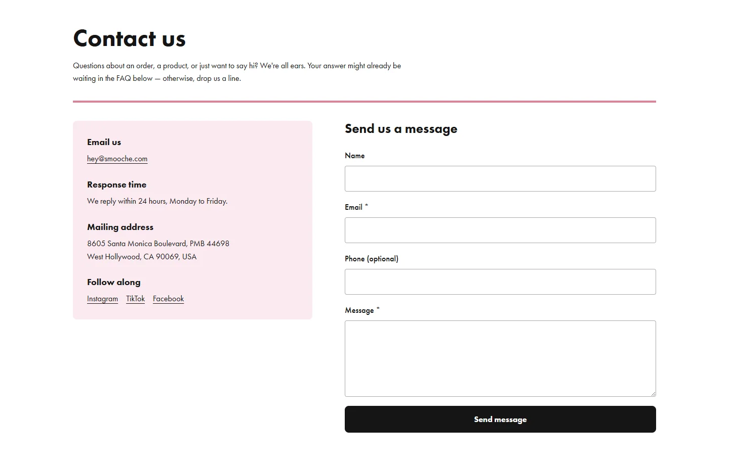 Smooche: Contact form
